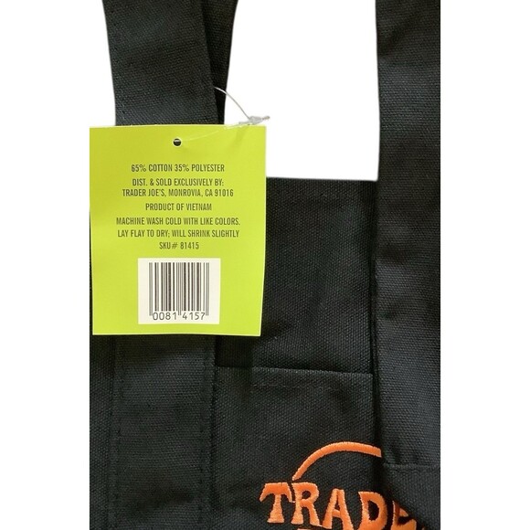 Trader Joe’s Halloween Mini Tote Trick Or Treat Bag Set Of Two Black With Orange - Picture 3 of 4